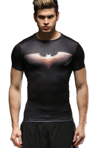 Red Plume Men’s Compression Fitness Shirt ,Bat Printing Sports Wicking T-shirt