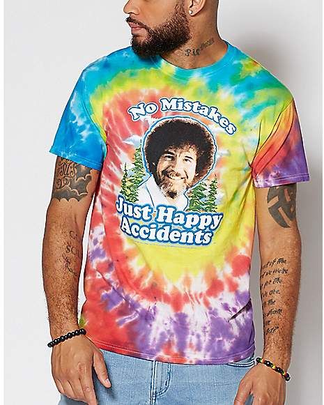 Happy Accidents Tie Dye Bob Ross T Shirt