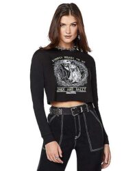 Jack and Sally Cropped Long Sleeve T Shirt