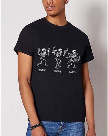 Skeleton Drink Smoke Party T Shirt